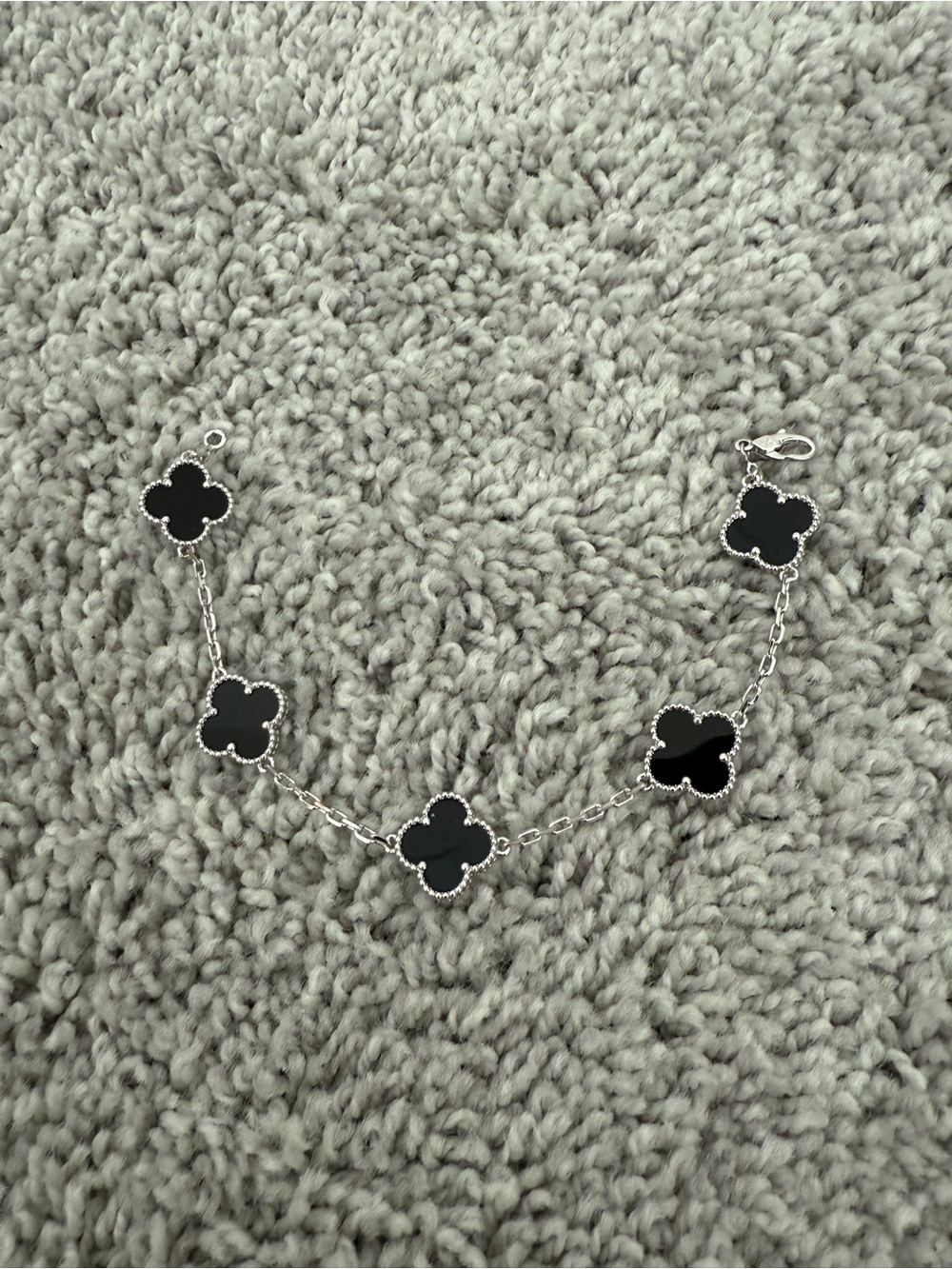 INSPIRED…. Black Clover Motif Women’s Bracelet - Silver Chain